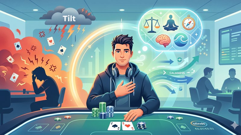 Иллюстрация о контроле эмоций и борьбе с тильтом в покере на микролимитах