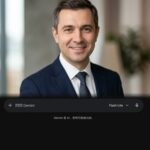 Профессиональный портрет уверенного российского бизнесмена с дружелюбным взглядом на размытом нейтральном фоне